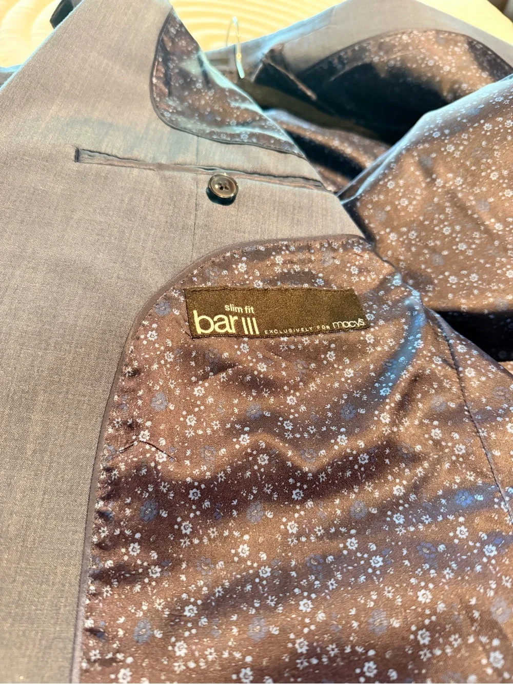 Bar III Men's Dusty Blue Two-Button Suit Jacket